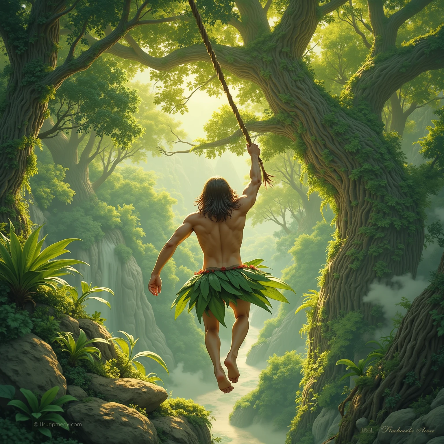 As Tachala swings through the upper canopy, he hears unsettling cries echoing from the depths below. Curiosity and concern pull at him as he navigates toward the source, each vine thrust propelling him deeper into the heart of the jungle.

