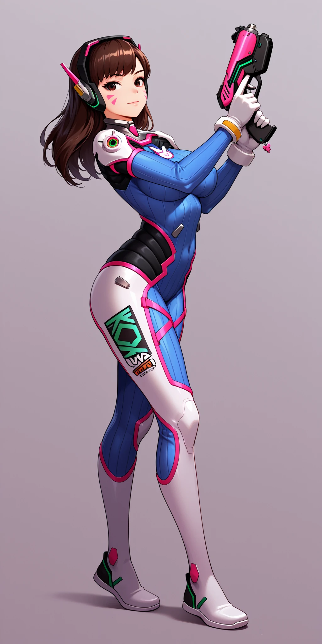 A gymnast with a big ass and big breasts in tight clothes marking her private parts 