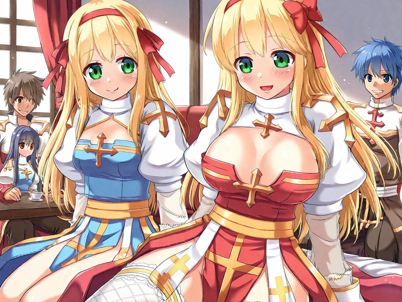 score_9, score_8_up, score_7_up, score_6_up, score_5_up, score_4_up, (source_anime), sword art online, 2girl, ((asuna)), ((alice)), Sweaty, Slim waist, small , big , sagging , thick thighs, puffy , (sucking ), Very embarrassed, size difference, fat , Sitting on lap