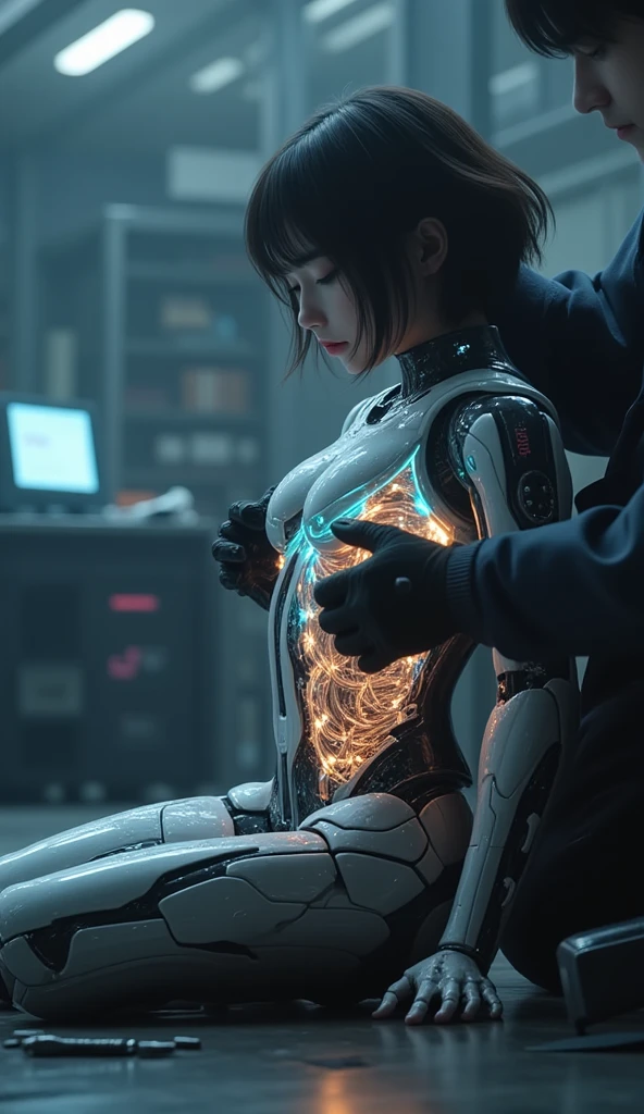 Anime robot fills pussy with sperm which is penetrated through X-ray