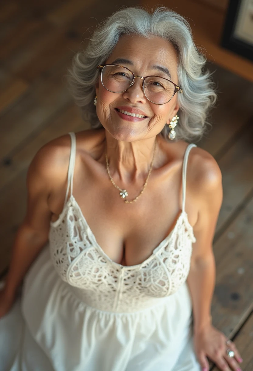 Aos 70 anos, this woman parades through urban streets with unshakable confidence, emanando uma sensualidade cativante em seu deslumbrante vestido longo de seda cor vinho. Seu traje, uma obra-prima de escolhas cuidadosas, embraces your curves in an enveloping way, revealing a subtle neckline that adds an irresistible hint of sensual authenticity. O tecido luxuoso do vestido flui graciosamente ao redor de sua figura, combining the serenity of age with modern elegance.

Neste contexto urbano, its presence stands out in an imposing way, contrastando com a paisagem da cidade. Every step she takes is a celebration of a life lived fully, with her delicately styled gray hair adding a layer of sophistication and experience to her image. Seu sorriso, enlightened by countless experiences, reflects not only beauty, but also an unshakable confidence.

Os olhos, agora mais serenos e expressivos, capture the pulsating essence of the city, revealing a woman who embraces modernity with grace and charm. A pele, a tapestry of stories and experiences, highlights its unique authenticity amidst the urban hustle and bustle. This enhanced portrait highlights this older woman&#39;s compelling presence, underlining her captivating beauty that stands out elegantly in the urban settings she explores, a true muse of sophistication and confidence.