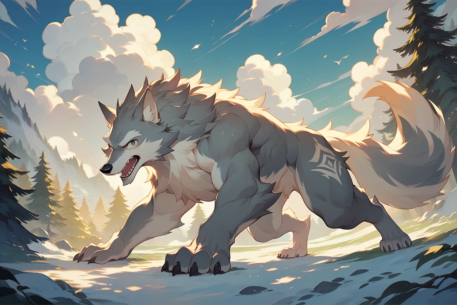 score_9, score_8_up, score_7_up, score_6_up, <lora:elementalist:1> 3l3m3ntx, wolf golem, 3l3m3nte made of earth