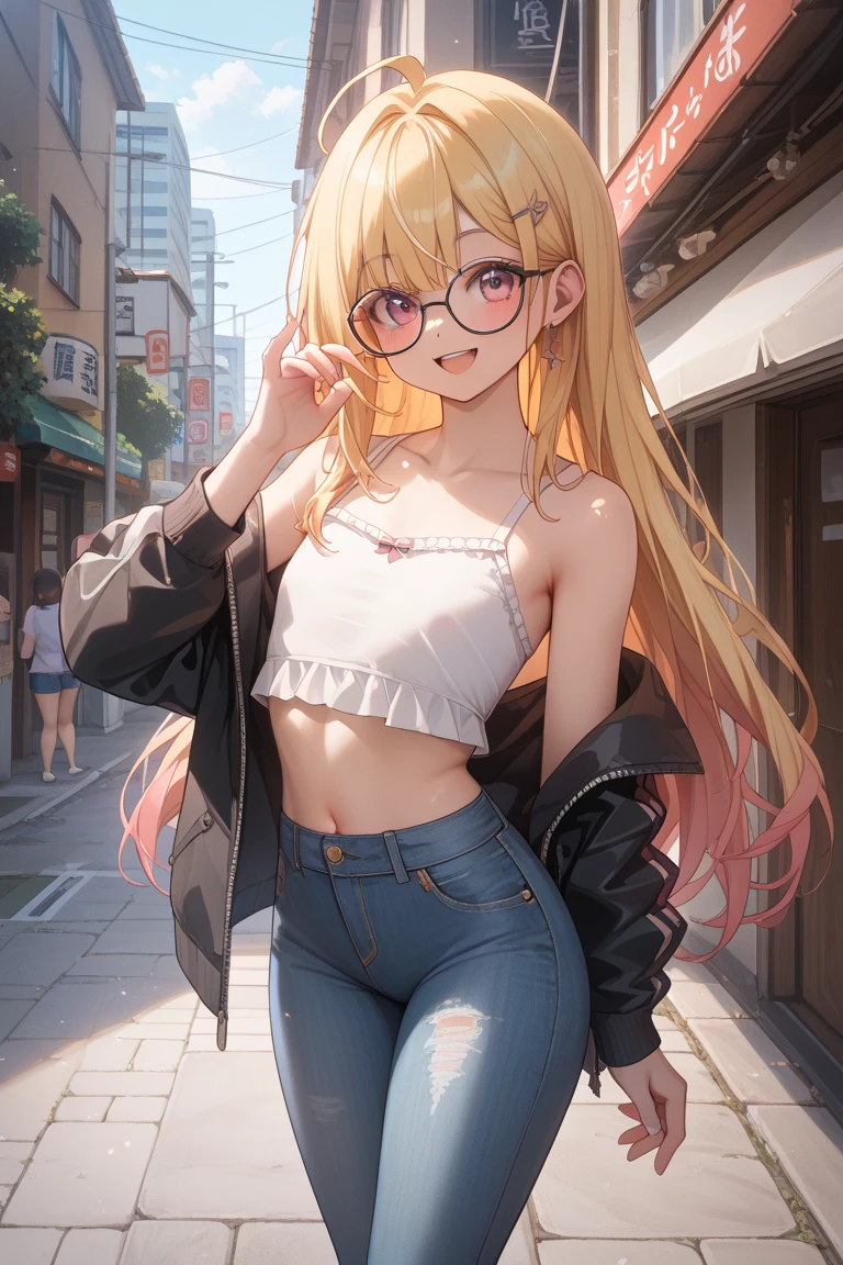 (masterpiece, best quality, detailed), 1girl, solo, looking at viewer, ninny, twintails, blonde,
turtleneck sweater, earrings, midriff, groin, ribbed sweater, casual, handbag, round eyewear, jeans, flower shop, outdoors, storefront, potted plant, plant, shelf, flower, hanging plant, dutch angle, squatting, from below, spread legs, smile, parted lips