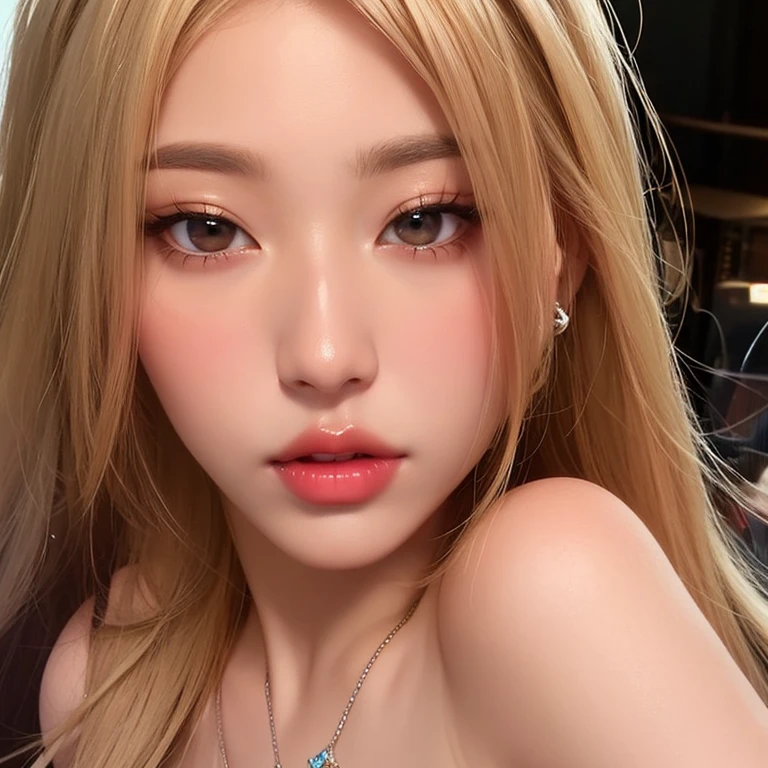 (8k, RAW photo, photorealistic: 1.25), (lip gloss, eyelashes, shiny face, shiny skin, best quality, ultra-high resolution, depth of field, chromatic aberration, caustics, wide range of lighting, Natural shading, Kpop idol) looking at the viewer with a calm and goddess-like happiness,