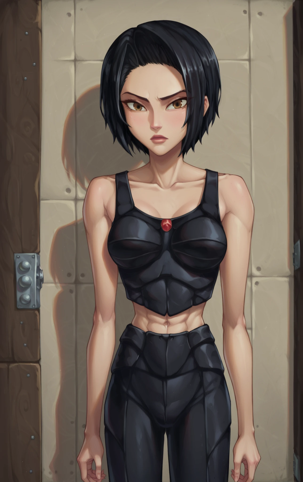 masterpiece, best quality, highres,  (((manga style, monochrome))),  roto (dq3), <lora:DQ3ROTO:0.8>, short hair, brown hair, blue eyes, circlet, strapless, blue dress, purple cape, thighhighs, gloves, boots, belt, scabbard, knee boots, back view,