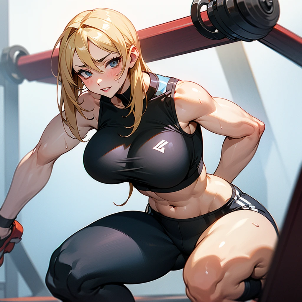 American 38years old women
Wearing blue bra and black tight lower
Hair colour blonde
Body measurement is breasts 42inches
, Waist 25inches , 50inches hips
Eyes colour light green.
Doing squats in gym