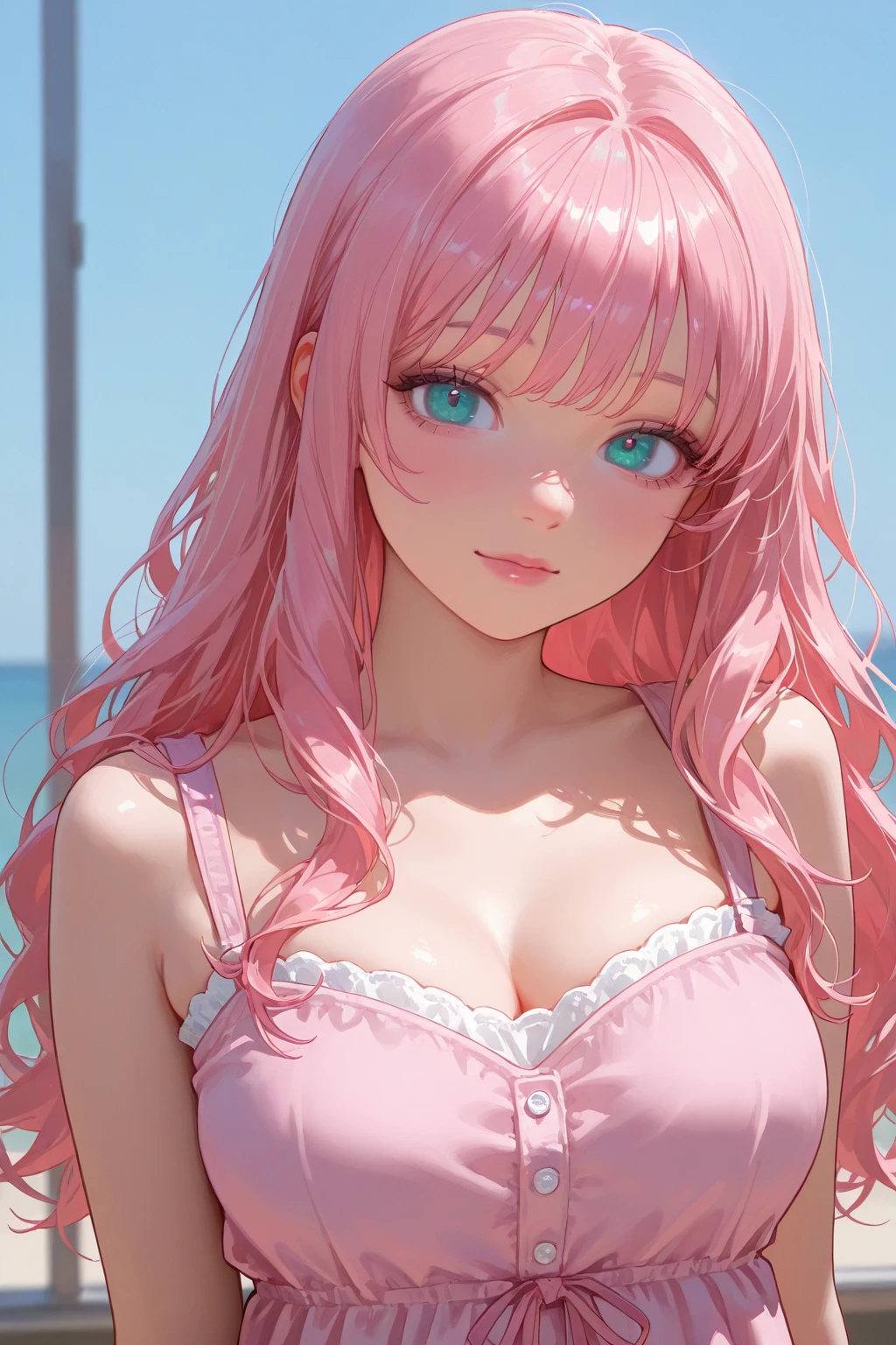 best quality, 32k, RAW photo, incredibly absurdres, extremely detailed, delicate texture, beautiful woman, wearing loose cropped t-shirt, under , pink panties, pink bra , big breasts, arms behind head, two side up messy wavy hair, amorous and lewd expression, abs, superlative body proportion, background pastel color, fractal art, art design