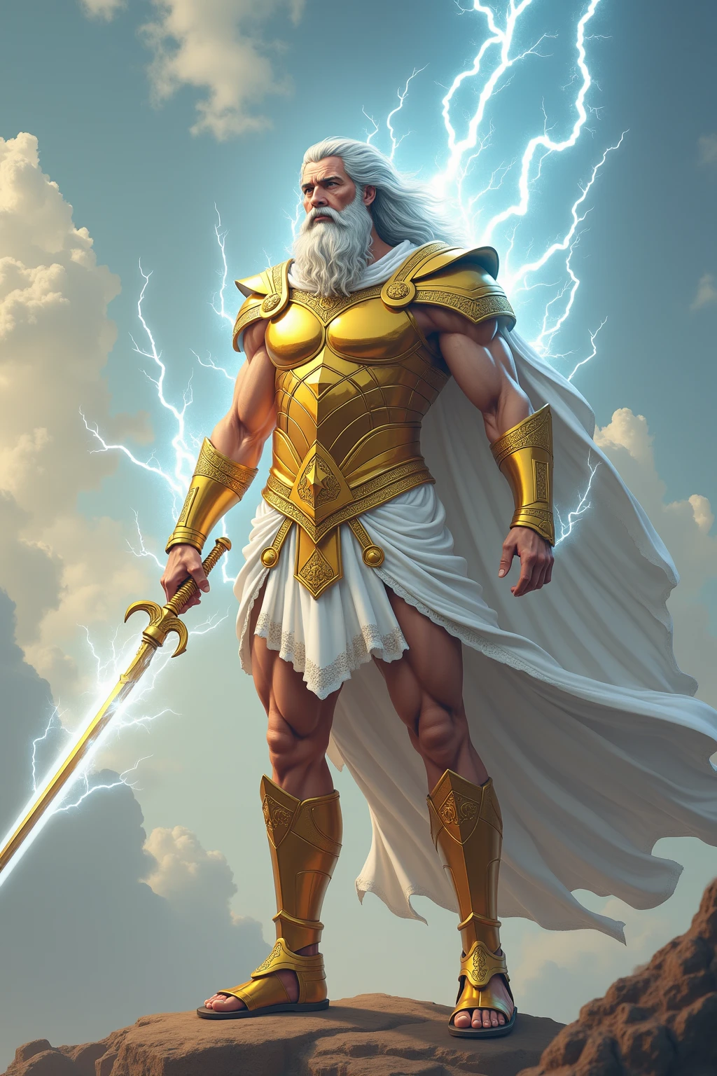 Thor holding a scepter surrounded by lightning,drop shadow, anaglyph, stereogram, tachi-e, ass pov, atmospheric perspective, 8k, super detail, best quality