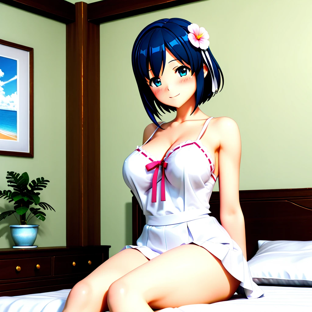 Sexy full-body anime girl with blue hair with short clothes white kimono style erotic pose for a photo, arte cg anime suave, photorealistic anime girl rendering, Estilo de anime 3D realista, anime. soft lighting, Arte Digital Anime, Arte Digital Anime detalhada, Arte de anime realista, Advanced digital anime art, Estilo anime 4K, 3 d anime realista, Anime estilo 3D