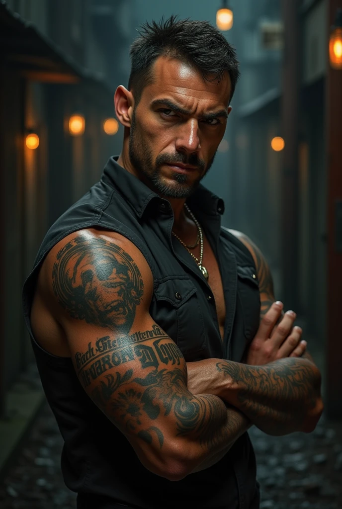 Black dragon tattoo on a man's back