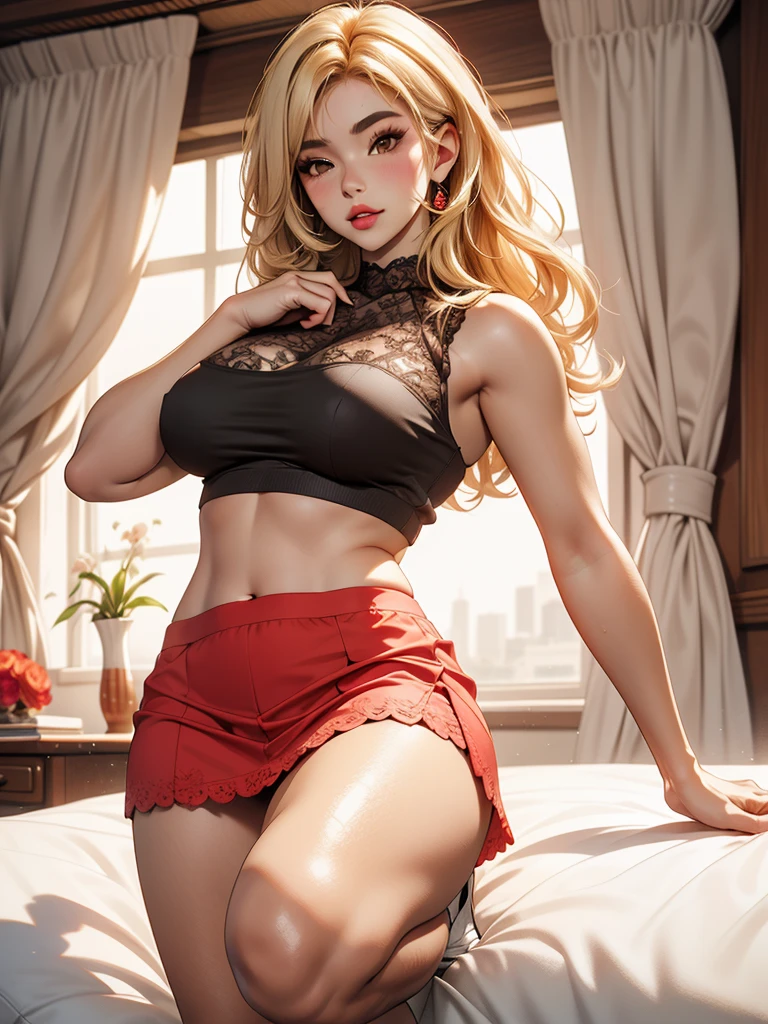 ((最high quality, 8K, masterpiece: 1.3, Ultra HD, high quality, 最high quality, High resolution, realism)) 、A 22-year-old extremely beautiful white woman、Body shape like a fashion model、Hair color blonde、blue eyeedium Hair、Straight Hair、smile、Background blur((depth of field))、Aerial perspective((atmospheric perspective))、I want my head to stay off screen、Put an anklet on your ankle、Wearing red nail polish、I&#39;m getting a pedicure、Fashion model body type、Inner Color((colored inner hair))、Hair behind ears((hair behind ear))、Home Dress((home dress))wear、Sitting in a chair in the kitchen drinking coffee from a mug、watch tv、rest one&#39;s chin on one&#39;s hand、Wear a women&#39;s watch on your right wrist