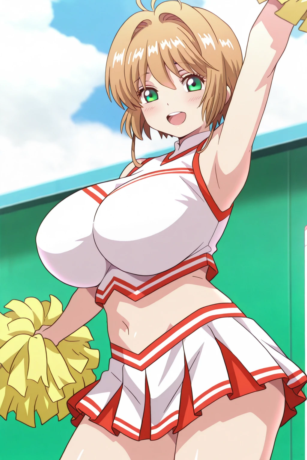 (full body shot),(upskirt, from very below,ceiling:1.5),(day:1.7), stage,
(cute-cheerleader-uniform-costume:1.8), brown hair,brown eyes,white bow,ponytail,(rope shibari over the clothes:1.8),(arms behind head:1.3),(stand split leg:1.8, i-balanced:1.9, show white-high-cut-panty from micro-miniskirt:1.6),white-crotchless-panties, cameltoe, erotic,
1 girl, 18yo,Young female,Beautiful Finger,Beautiful long legs,Beautiful body,Beautiful Nose,Beautiful character design, perfect eyes, perfect face,
(frown,open wide mouse,screaming,disgust,crying,closed eyes tightly,closed eyes,glareing,anger,sad,nose-blushing,:1.3),
NSFW,official art,extremely detailed CG unity 8k wallpaper, perfect lighting,Colorful, Bright_Front_face_Lighting,
(masterpiece:1.0),(best_quality:1.0), ultra high res,4K,ultra-detailed,
photography, 8K, HDR, highres, absurdres:1.2, Kodak portra 400, film grain, blurry background, bokeh:1.2, lens flare, (vibrant_color:1.2)
(Beautiful-medium-Breasts,pointy tits:1.3), (beautiful_face:1.5),(narrow_waist),