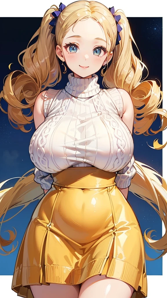blonde hair, french braid, hair behind ear, hime cut, very long hair, heart-shaped pupils, animal ears, fox ears,"long orange fox ears with black tips", covering ears, kemonomimi mode, ahego,tail emanating(9 tails fox),huge tits, large hips,fully clothed,skin covered with cotton clothes, no nswf, high detail, depth of field, masterpiece, anatomically correct, high quality, award winning