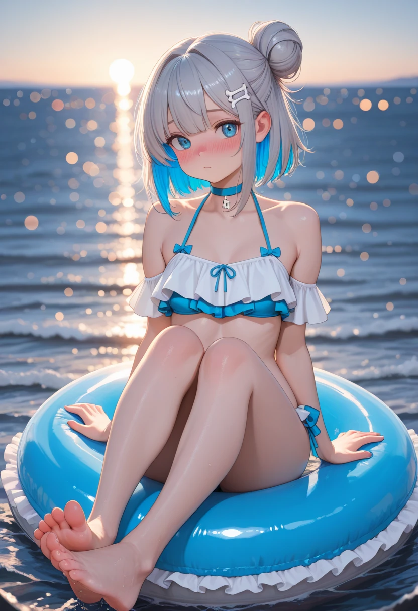 (No background), ((cute)), (Gray Hair), (Braid), , Swimwear