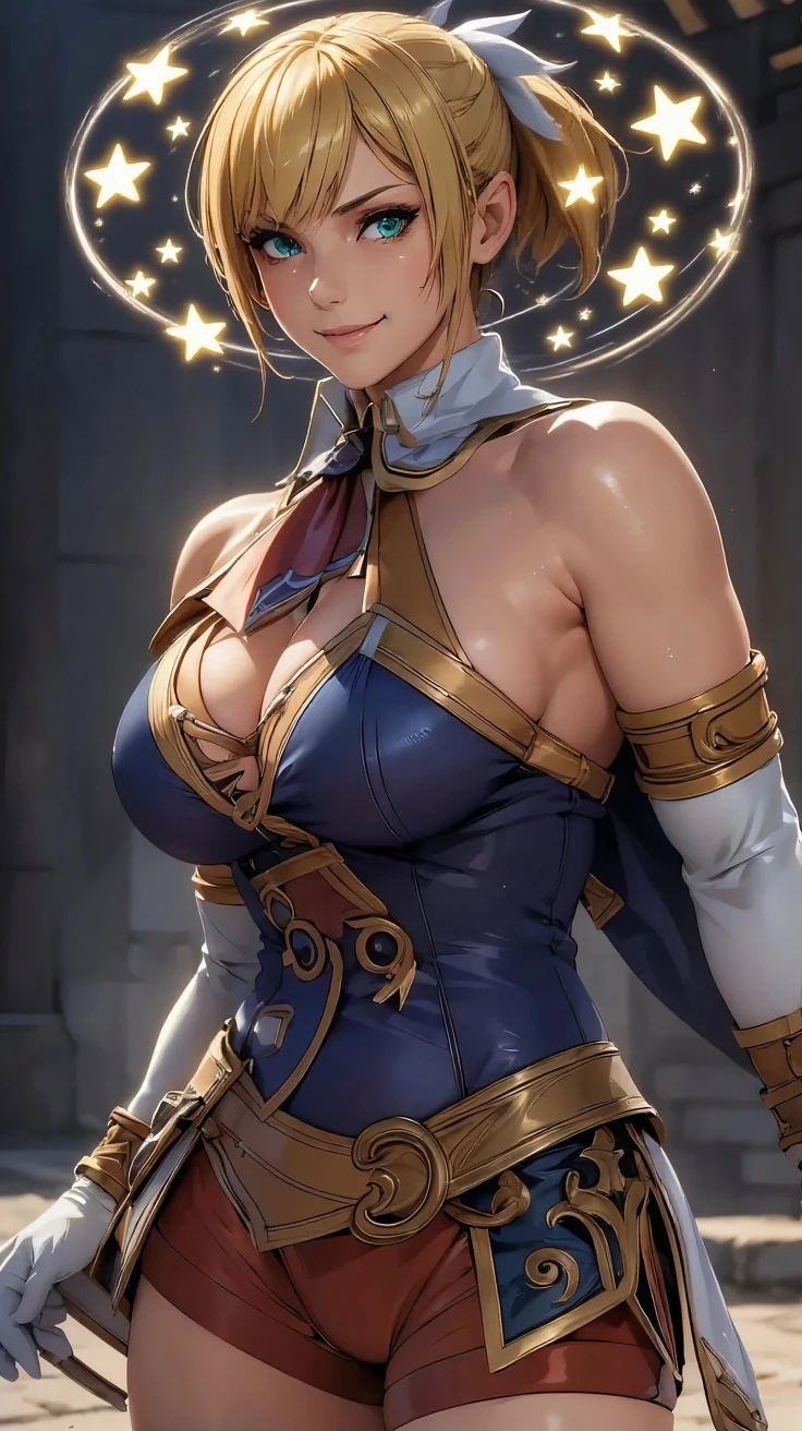 best quality, official art, masterpiece, textile shading, HDR, very detailed, colorful, best details, fantasy, suit, Yuki Mori:1.5, 1 female, 25 years old, brown hair, long hair, ponytail, best quality, official art, masterpiece, textile shading, HDR, very detailed, colorful, best details, fantasy, battle suit,1 female, 25 years old, standing on stairs,In the town with an old castle,Walking towards the castle, Many stars々Shining night,choppy hair, medium breast, skinny, {{{{Surrounded by a large crowd:1.9}}}}、Confetti flutters、Blessed、{{people々has been welcomed by:1.5}}、cameltoe:1.3, ground level shot:1.9,