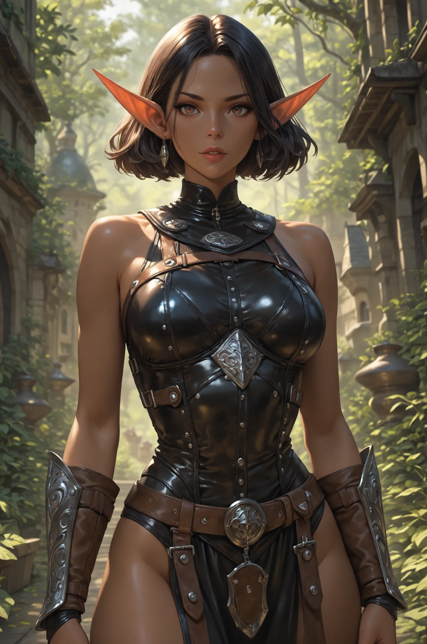 gwen tennyson,tracer,yorha 2b,rebecca chambers,atelier ryza,nier automata,1girl, close up,mecha pilot,halloween forest, gold and orange plugsuit,hair pin,pirate corset,silver long sleeve lycra top,steel leggings,short hair,cute makeup, green eyes,red and gold hair,shy smile, freckles,redhead,beautiful girl,large breasts,ultra detailed,realistic,fantasy art,bodycon dress,steel armor,halloween pumpkin,moonlight,witch cloak,neck and head jewelry,witch hat,witch staff,