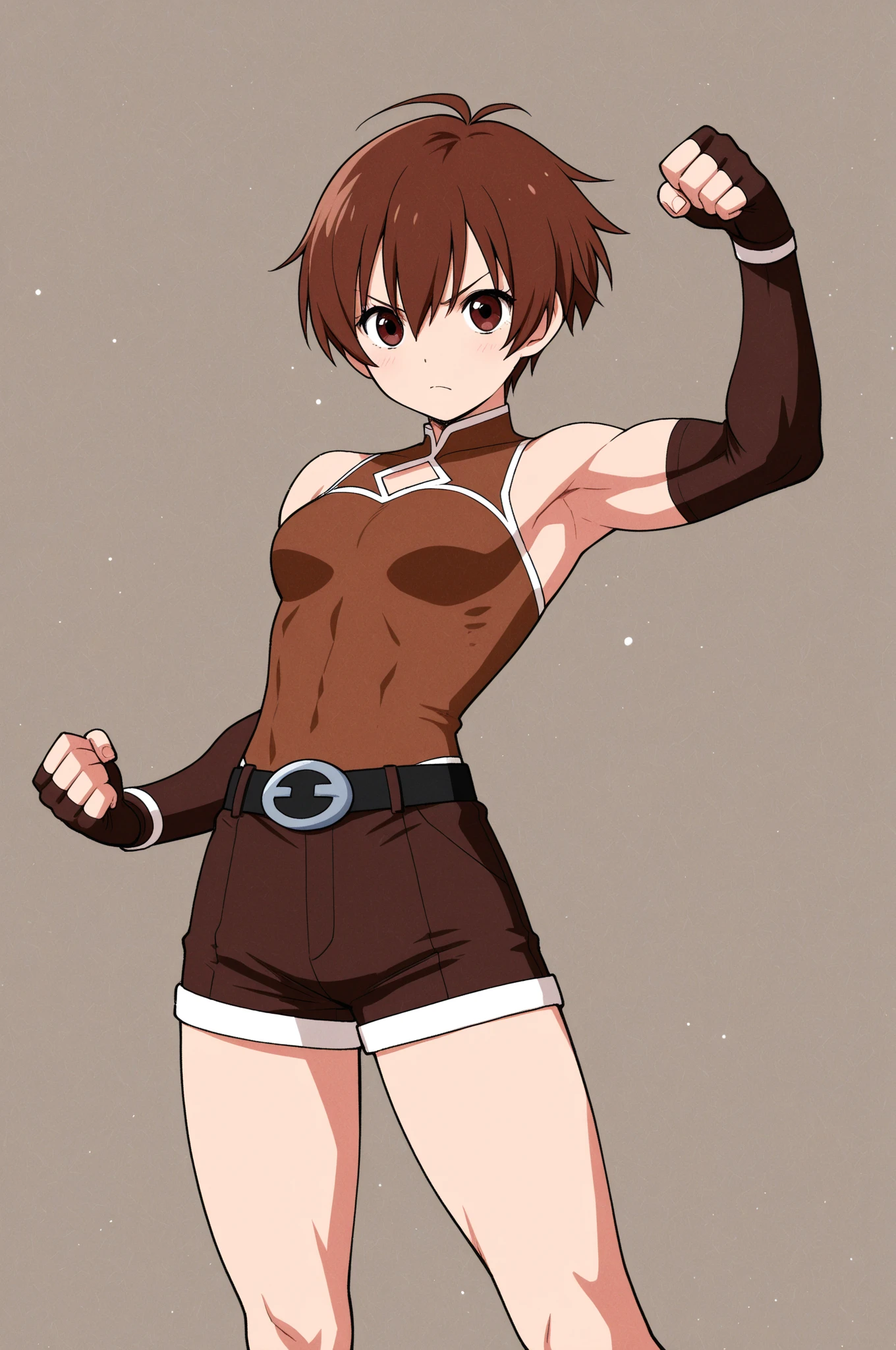 Highres, Masterpiece, Best quality at best,Best Quality,hight quality, hight detailed, anime style, (1boy, Boy, Shota), Taimanin bodysuit, Taimanin leotard, (very young boy), (very small and short body), simple beckground, cute boy, Uhd, bokeh, sweat