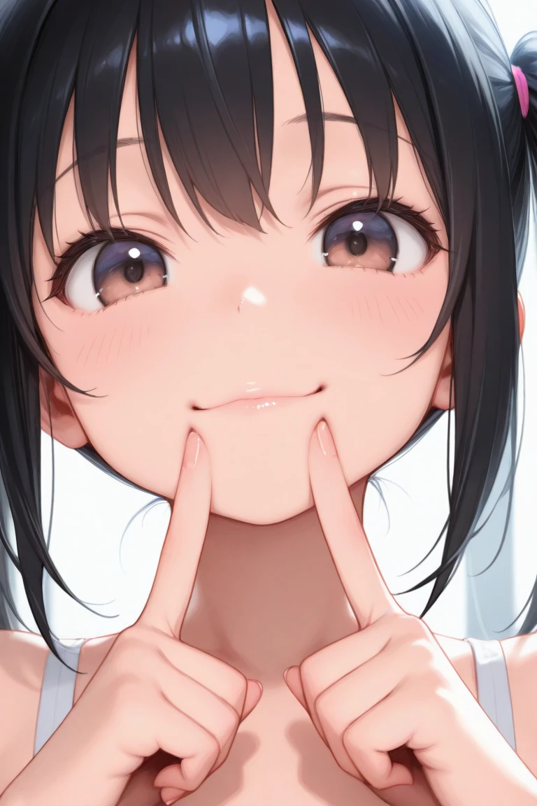 (score_9,score_8_superior,score_7_superior,),(Side braided short bob black hair Japanese big breasted  girl,, Deep )Completely ,View Viewer,barefoot,2 feet,Depth of written boundary,Subjective, in mouth,Beautiful round eyes