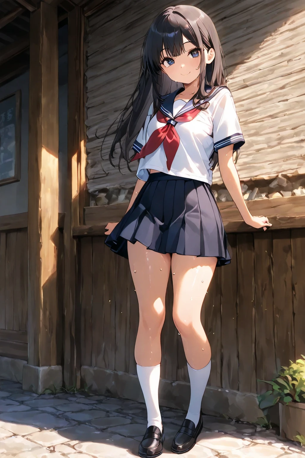 ((Highest quality)), ((masterpiece)), (detailed),Perfect Face,Strong light from the front,With front light,A group of naked junior high school students at school, without pants or shorts, lifting their skirts to expose their lower bodies and spreading their legs to show a close-up of their crotches to the camera,