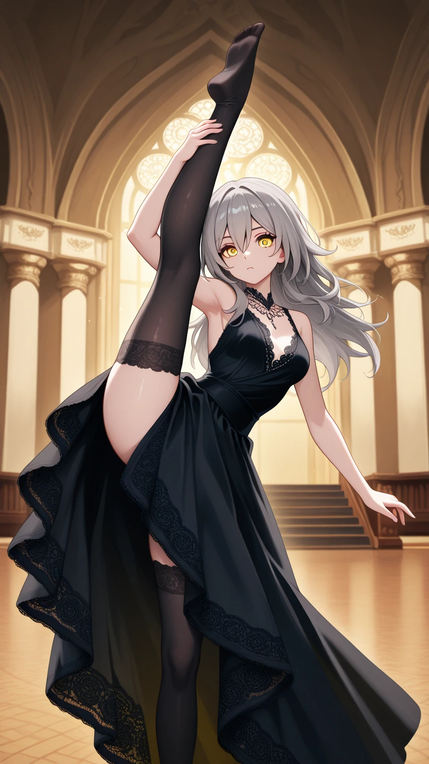 White-haired, red-eyed bare-footed loli
