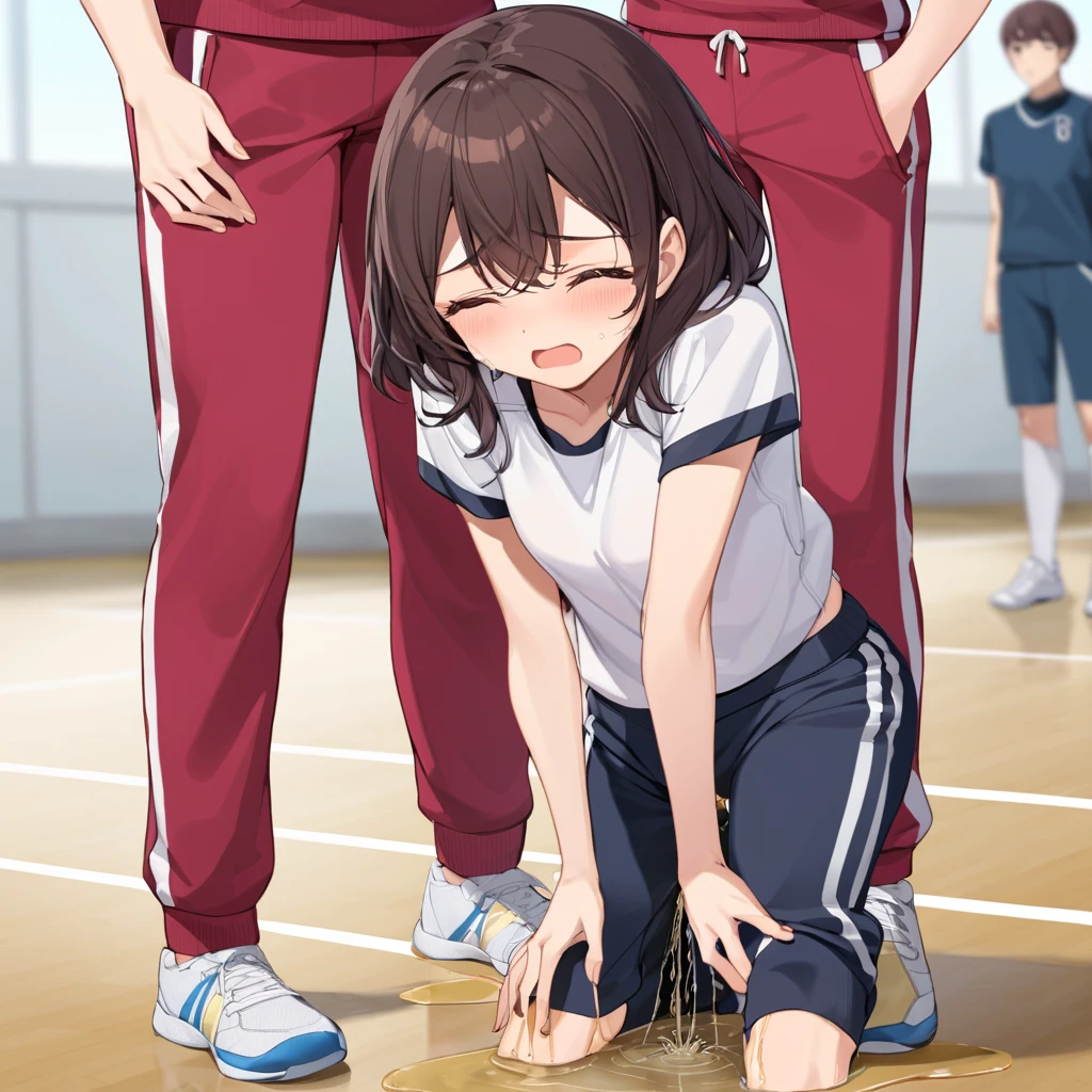 Four girls, yuri,(The first girl wear a pink shirt, black suit, black pencil skirt, black underpants, white socks, pink sneakers), (The second girl wore a grey shirt, black suit, black pencil skirt, black underpants, white socks, grey sneakers), (The third girl wore a light blue shirt, black suit, black pencil skirt, black underpants, white socks, light blue sneakers) and (The fourth girl wore a purple shirt, black suit, black pencil skirt, black underpants, white socks, purple sneakers). Together they put the boy on his back and position him so that his arms and legs are spread apart. The first girl grabbed his left arm. The second girl grabbed his right arm. The third girl grabbed his left leg. and The fourth girl grabbed his right leg. 4K, HD