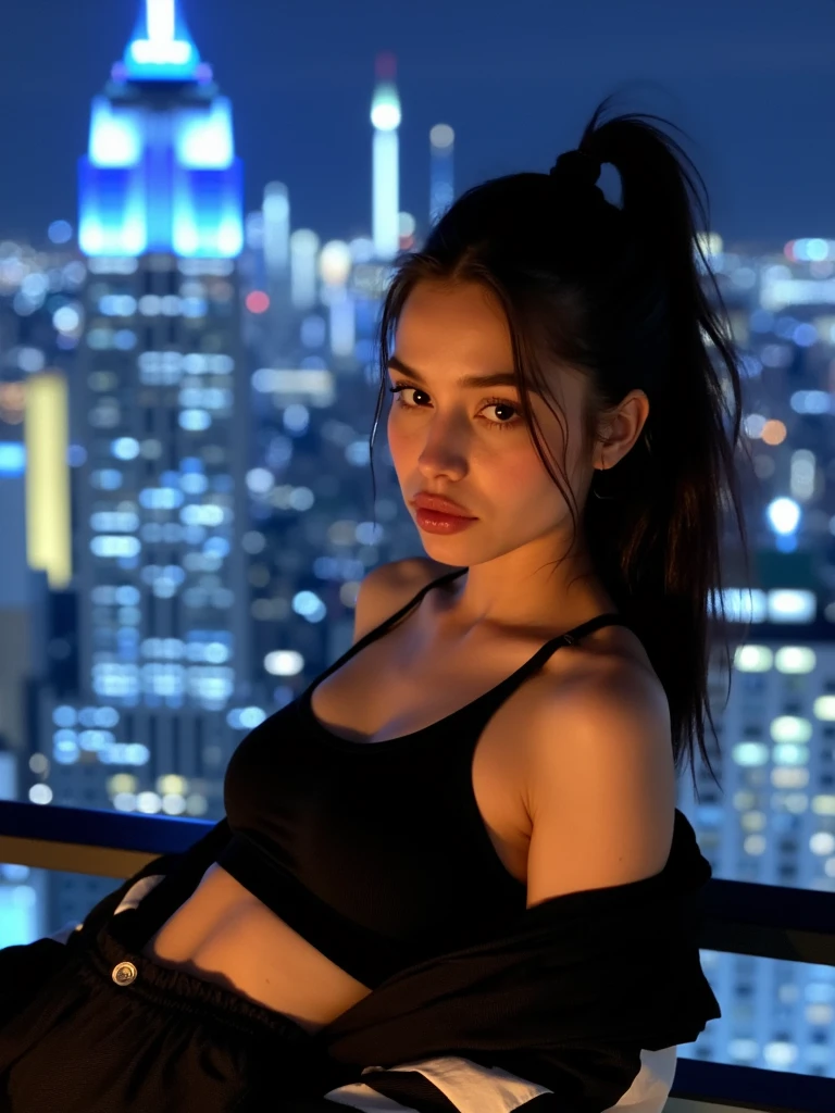 arafed woman in a black outfit laying on the floor, laying down, dominant pose, very seductive pose, looking off to the side, amber heard squatting on a bed, laying on her back, sexy dominant pose, skintight black bodysuit, wearing a black bodysuit, leaning against the window, with backdrop of natural light, jaw dropping beauty