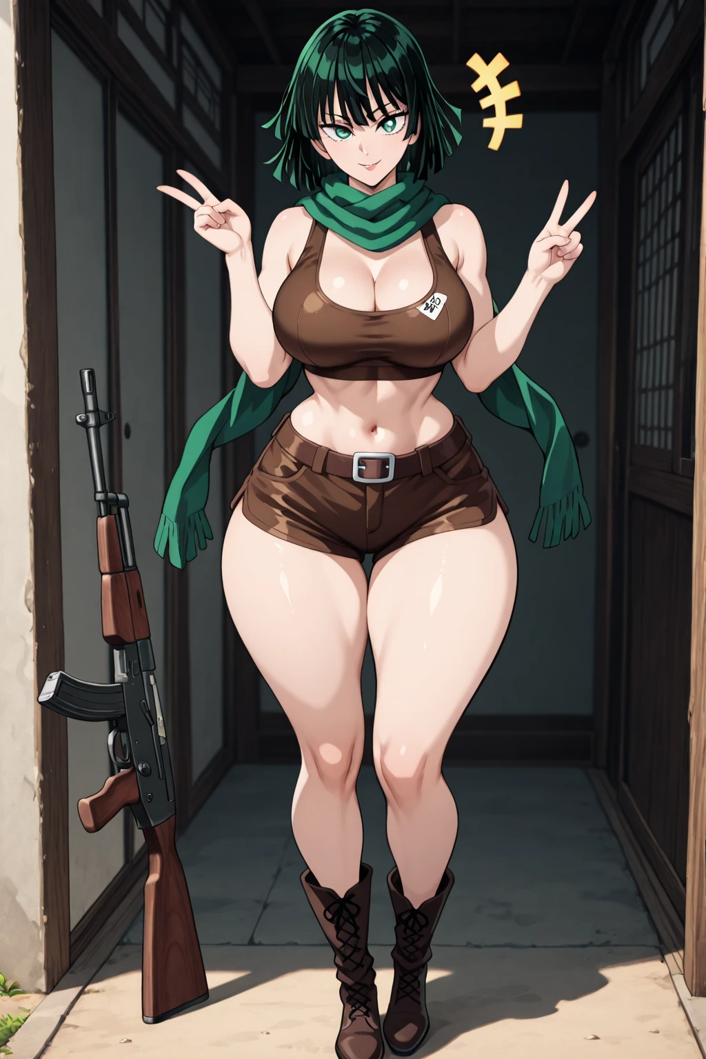 Slime girl, (slime), Slime hair Double buns hair style, Pumpkin Orange, weapon belt, Masterpiece, Best Quality, gigantic breasts, slime girl, slime girl, purple hair, lavender hair, yellow clothes, weapon belt around waistline, rifle, long rifle, AR-15 Rifle, assault rifle, exposed yellow bra, yellow clothing, wearing yellow clothing, fully body view, tight yellow dress, Rifle in hand, mature woman, gorgeous, perverted, sexy, yellow dress, exposed chest, exposed bra, exposed breast, black boots/heels, gold bracelets around wrist, holding rifle, aiming with rifle, tactical stance, tactical gear, sweaty body, long legs, tall woman, lustful yellow eyes, yellow lingerie 