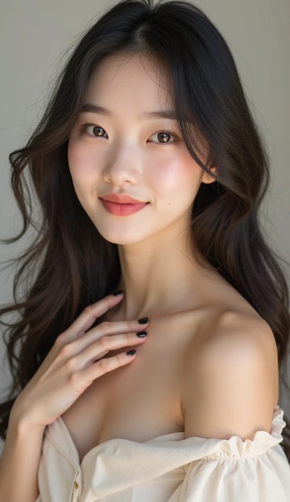 best quality, epic reality, ((in the pitch black darkness :1.4)), ((portrait:1.5)),(background: dark ) high contrast ,glorious picture, Minimum illumination, lighting Face, She was comfortable, wearing underwear, it seems, (8K, original photo, best quality),(epic reality:1.5), a woman, Face,(exquisite eyes:0.8),(looking at camera:1.4), (best quality), ( high contrast, Deep shadows),intricate details,Work,((skin:1.4)), (long dark hair:1.3), long hair, messy ,(high dynamic range:1.5),detailed, color, upscale, masterpiece, original photo (20 years old, looking at the audience), fair, (wearing underwear,), (((bare breasts))), (((bare breasts))), (((bare breasts))), (((bare breasts))), perfect, nature, perfect composition, portrait, perfect Face, Smile expression, charming eyes, Bright details, close lips, (高skin细节),, (blue tint: 0.6), (Sale: 0.8), (bloody: 0.7), Accent lighting , (backlight: 0.5), medium depth of field, Canon 5D, 50mm lens, F/4 apertures, (Super detailed, intricate details), sharp focus, soFt color, 8K, absurd, 80mm, dark background, photography, Smile, ease ,