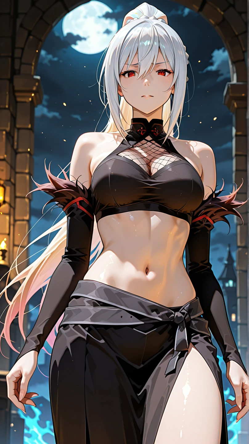 heterochromia, red eyes, yellow eyes, black hair, (medium breasts), light smile, 1girl,, masterpiece, best quality,