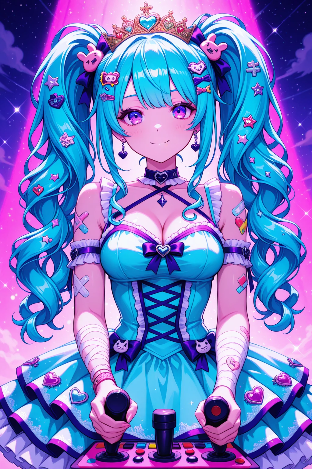 a beautiful 20 year old blonde woman with big messy hair in a blue dress, white stockings, black headband, cleavage, fantasy art style, rossdraws cartoon vibrant, alice x. zhang, alice in wonderland cyberpunk, cute detailed digital art, colorfull digital fantasy art, digital fantasy art ), glossy digital painting, rossdraws pastel vibrant, rossdraws 2. 5, rossdraws 1. 0