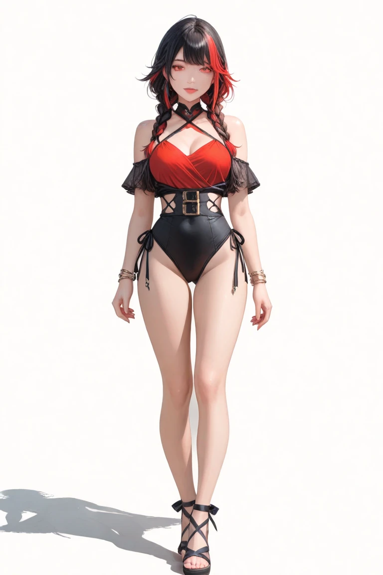 physically rendering, highest details, Yamato character from one piece manga ,(nice body shape:1.4), (cleavage:1.5), midnight, slim waist, big buttocks, (Full body:1.3), standing, ( huge breast crop top:1.5).
