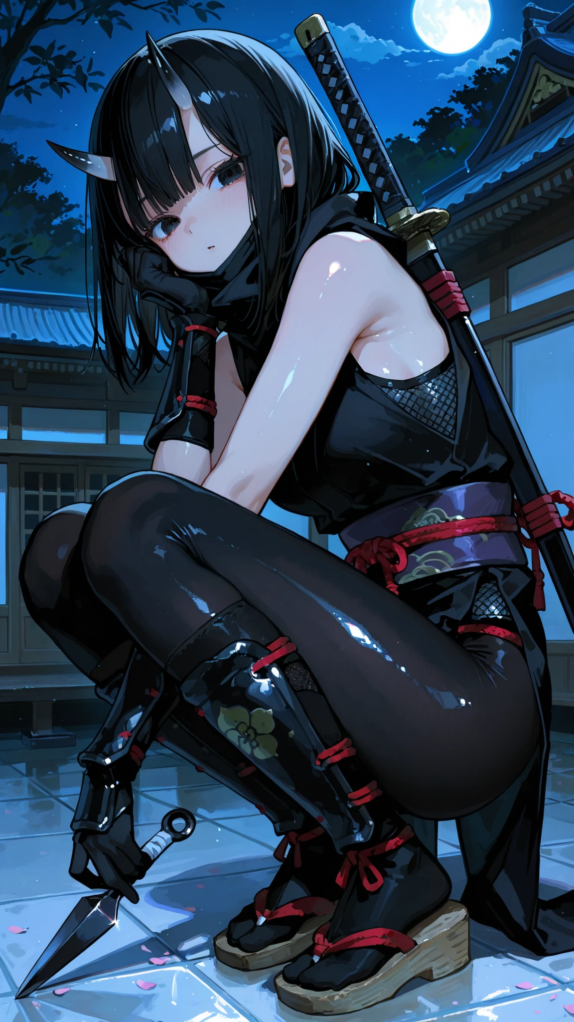 <lora:ATLAJune-13:0.6> 1girl, atlajune, belt, black eyes, black hair, chinese clothes, fingerless gloves, gag, gloves, hair over one eye, long hair, lying, makeup, multiple girls, one eye covered, pool, sleeveless, solo, tattoo, thighhighs