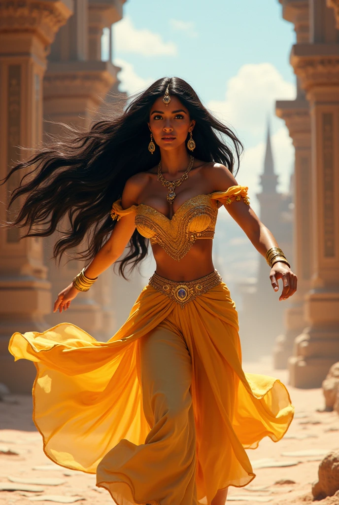 Stunning Princess Jasmine, photo in 8k, in action, cinematic.