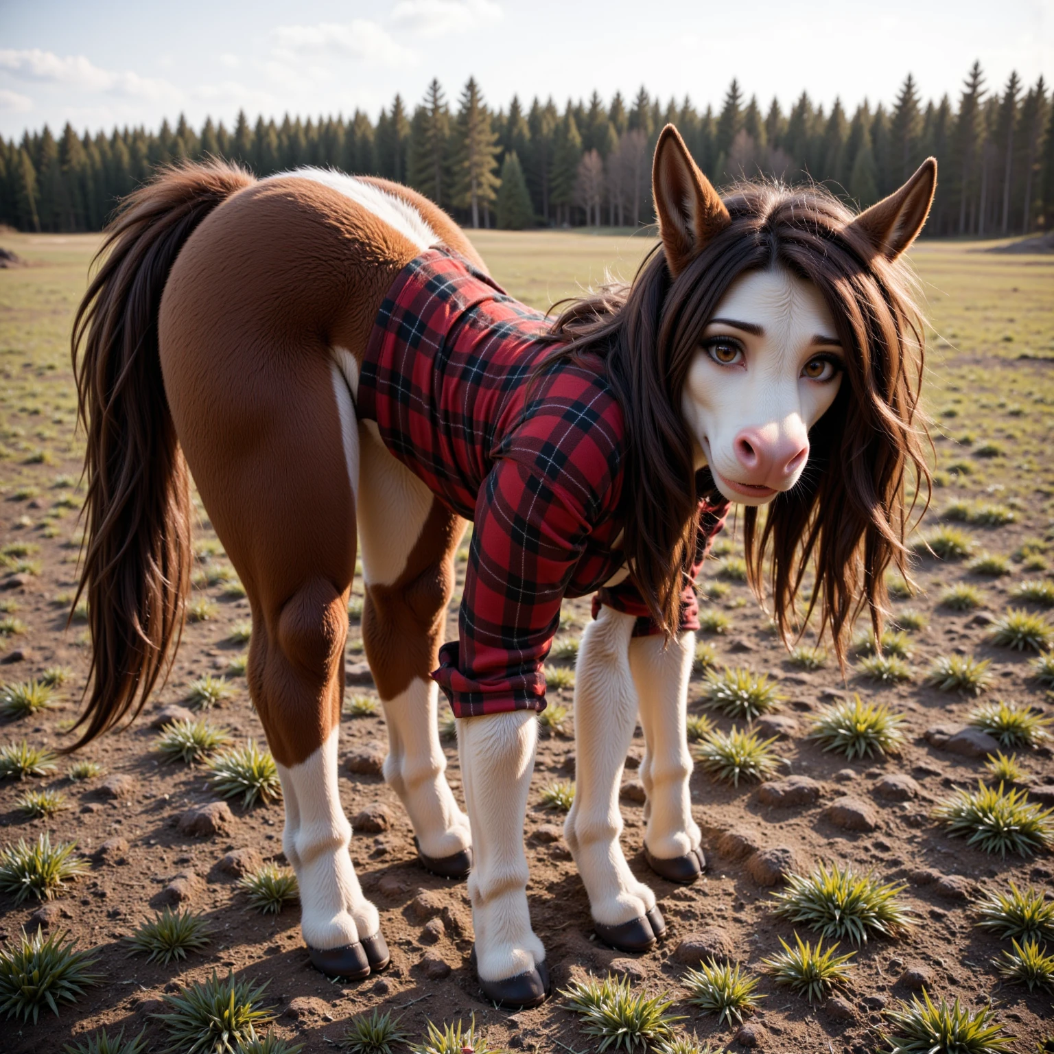 ((Naked solo Woman in open grass field in doggy style position)), a brown and white dog wearing a white shirt, artgerm ; 3d unreal engine, female in office dress, belle delphine, tsunade from naruto, photo illustration, training, corgi, funny professional photo, depicted as a scifi scene, by David Small, teacher