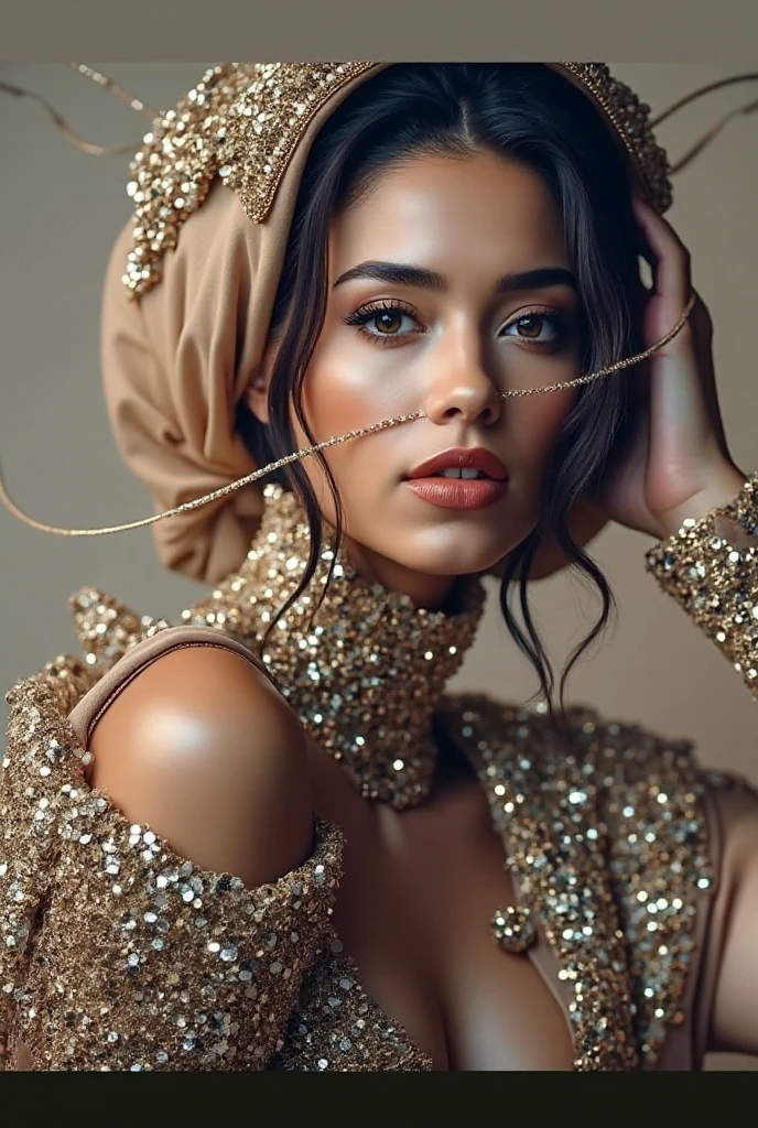 beautiful detailed eyes, beautiful detailed lips, extremely detailed eyes and face, long eyelashes, 1 woman, portrait, photorealistic, 35 years old, Pakistani, golden hair, large breasts, Salman Khan, bedroom, (best quality,4k,8k,highres,masterpiece:1.2),ultra-detailed,(realistic,photorealistic,photo-realistic:1.37),HDR,UHD,studio lighting,ultra-fine painting,sharp focus,physically-based rendering,extreme detail description,professional,vivid colors,bokeh,portrait photography,glamour photography