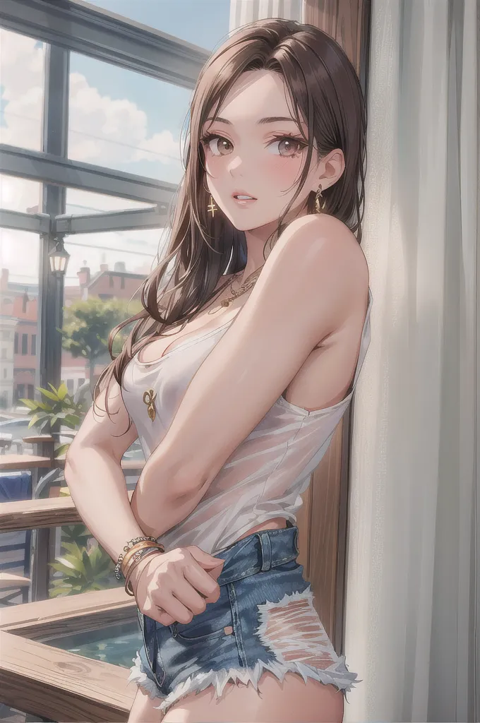 ((masterpiece)), best quality, model portrait, ultra-realistic details, ultra detailed thin face, slightly blue realistic eyes, full body, thin waist, seductive look. Dirty short blue shirt, panties, no pants --auto --s2