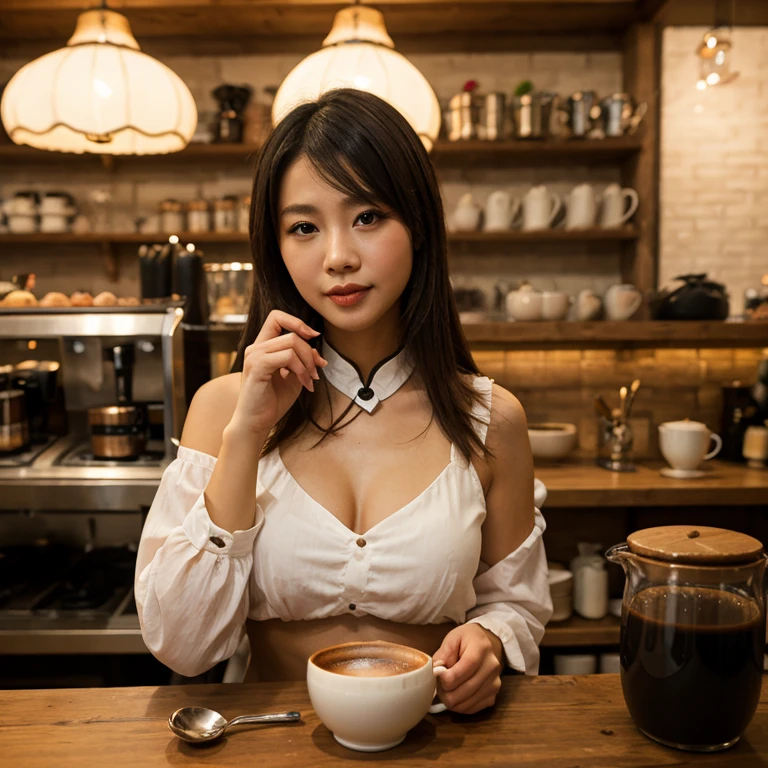 コーヒーショップinブロンドの女の子を起用したセクシーな写真を作成する。カリスマ的なブロンド・インフルエンサーは20歳in、Height: about 180 cm。She has beautiful blonde hair that covers her ears.。中くらいのバストin強調された健康的な体型をしている。顔色は完璧in、Has a warm tan。Her expressive blue eyes exude charisma.、It reflects her sweet and sexy vibe.。I can see her cleavage。
Black knee-high skirt))、((Black shirt))、((black wool jacket))Wearing。This outfit exudes sexiness and comfort.、It perfectly complements the atmosphere。Photo((Safe for work))inなければならない。
The stage is((Coffee shop))in、Very cozy、Creating a cozy atmosphere。She has a very sensual look!she has beautiful perfect female hands。
photorealistic detail、pathtracing、Specular Lighting、Volumetric Face Light、pathtracingされた髪、Visible Shadow、そして複雑in超リアルな表現in、シーンの穏やかin魅力的な性質を強調した写真inあること。