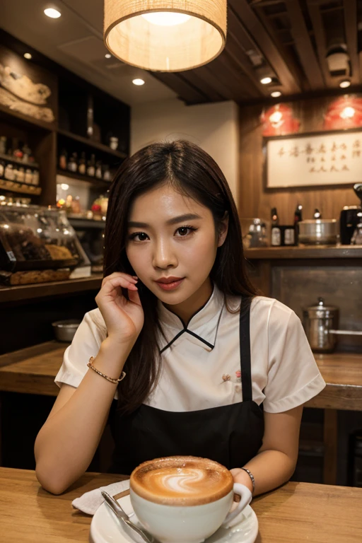 Young girl sitting in cafe