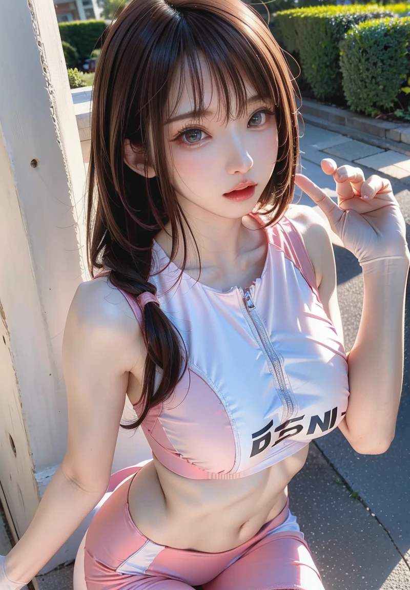 (((1 small cute girl/Super Flat Chest/whole body))),(((At the resort))),(((innocent))),(((Petite figure))),(((Big Blue Eyes))),(Lightroom:1.13)、Soft Light、(Natural Skin Texture:1.2)、(Hyperrealism:1.2)、Sharp Focus、Highest quality, Photorealistic, In 8K, High resolution, (Skin Dentition), (Portrait:0.6), Pure Eros Face_v1:1,(((A pure 10-year-old)))、Nice cute girl、(((hot pink and white and deep pink combination sports bra swimsuit/Small breasts:1.72))),((Dark blonde long straight hair/Hair band/Neckband, Parted bangs:1.7)), (((See through clothes))),(((Undersized clothing))),(((Revealing clothes))), (((Childlike)))、(((Loli))),(((Shot from below))),(((Super Flat Chest))),(((In the pussy part pantyliner))),(((NSFW)))