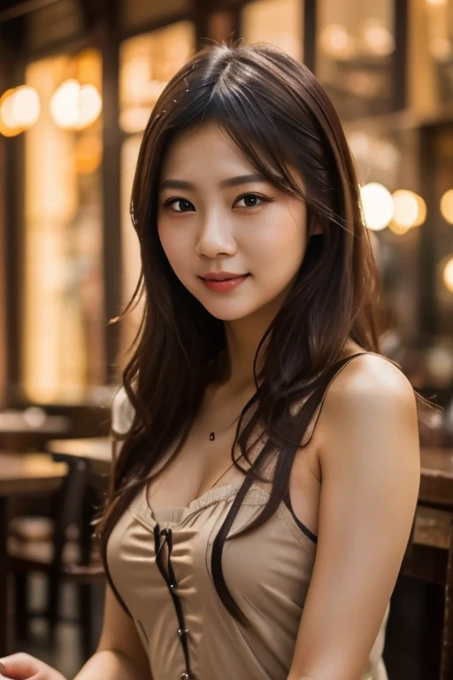 Corte bob rizado, Mujer de cabello platino con camisa de cuello naranja posando para tomar una foto en la ciudad, 8K artistic bokeh, cuerpo bien proporcionado, hermosa mujer coreana, precioso collar, hermosa joven coreana, retrato suave 8 k, muchacha coreana, ojos dobles y estrechos, hermosos ojos grises, Los Tran 8 K, linda mujer joven, mujer coreana, hermosa chica rubia