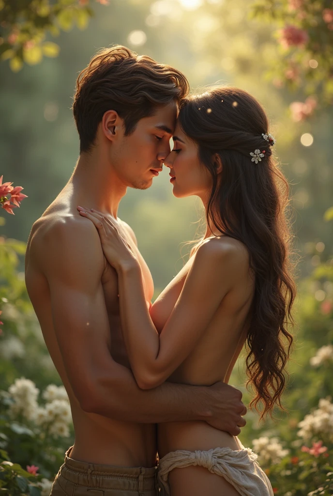 Naked girl and boy