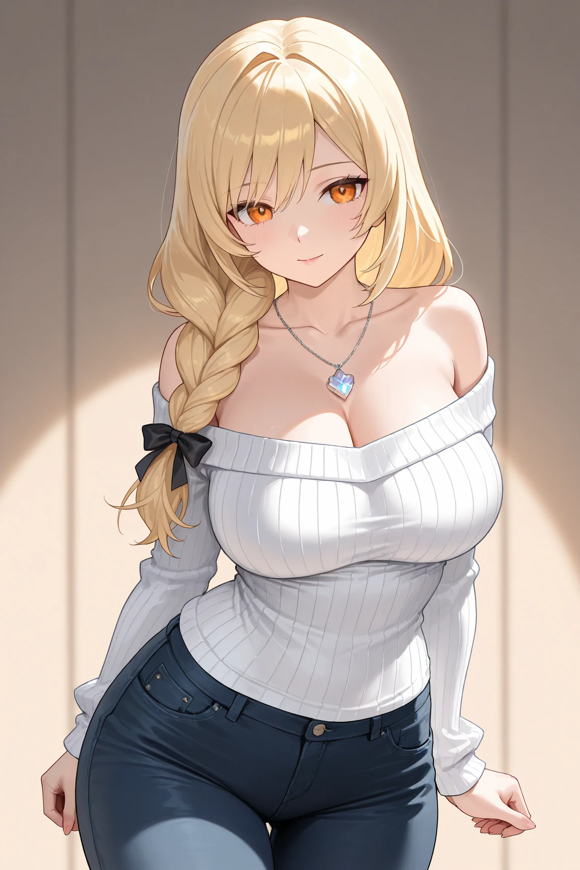 top quality、Highest image quality、Masterpiece、girl with((18 year old、Best Bust、large washcloth,beautiful blue eyes、chest wide open, blonde、Thin,Large Valleys、White sweater with open chest、White pants、blanket hat、backpack、Paisla)）high quality、Beautiful art、Background with((approach、Beautiful windows、boot shed、Aroma oil、)))、,table、art、depth of field、American comic picture