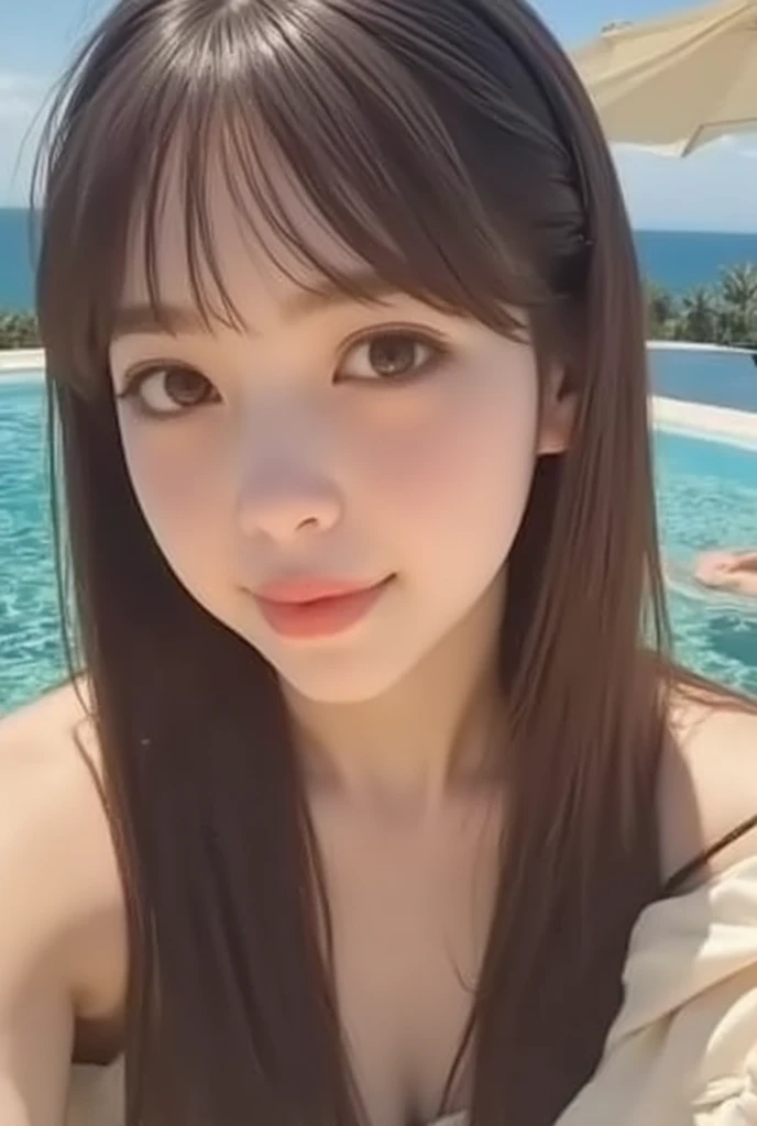 Beautiful woman 18 years old in pink bikini