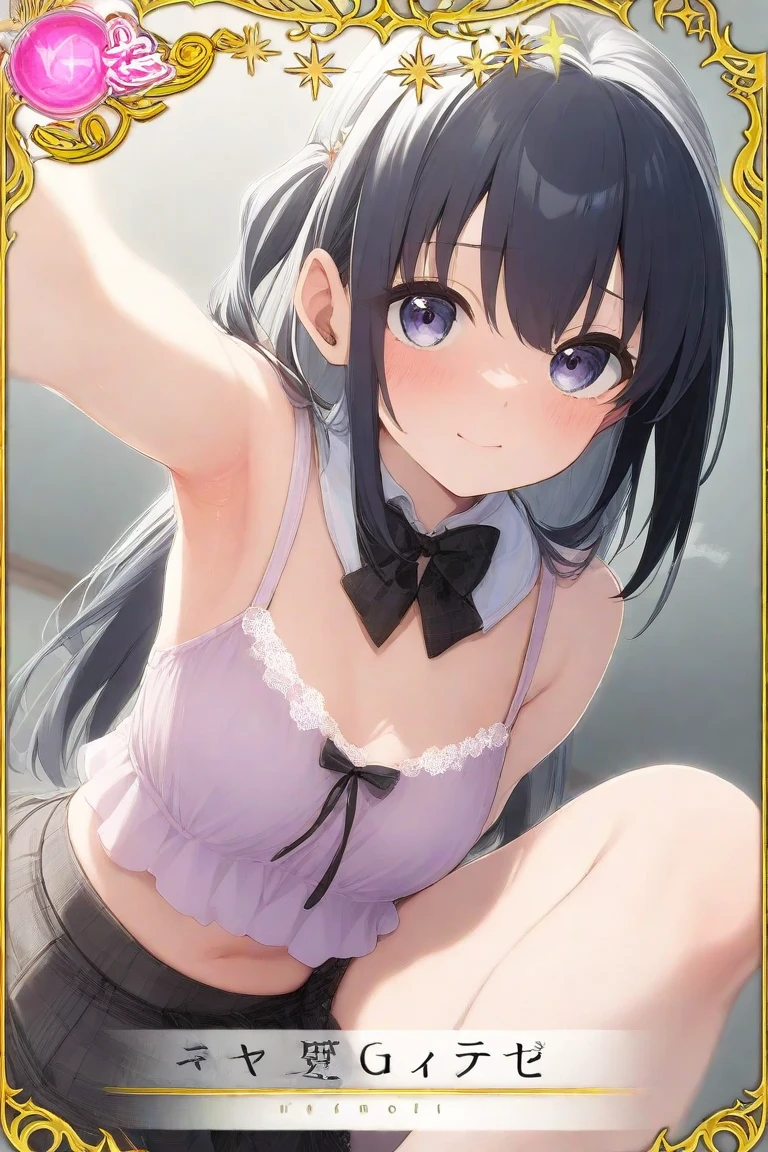 (NSFW:1.3),(masterpiece:1.2), (Highest quality),(Open your mouth)、front、 whole body, Beautiful Skin, Super fine, Highest resolution、(Black Hair:1.4)、(Short Hair:1.2)、blue eyes、(indoor)、(Squat:1.2)、Patsun Hair、(blush:1.1),(Realistic), 1 girl, Laugh with your mouth open、A scornful smile、(Navy Blue Skirt:1.1)、(Hair Clip:1.1)、(Two Side Up:1.2)、(underwear姿:1.2)、choker、Long sleeve、Moe sleeves、(Clothing:1.3)、(Black knee socks),(Cleavage:1.1)、(Super big breasts)、Budding breasts、Rocket 、Firm breasts、Heart symbol、Lolita、Brat、(Lolita:1.3)、Baby Face、Young face、(White panties:1.2)、Zaako、Brat系、underwear、(Micro bra)、(Tiny bra:1.3)、女性underwear、Large areola、Protruding areola、(Beautiful underboobs)、(View from below)、Spread your leg-shaped legs、Thin thighs
