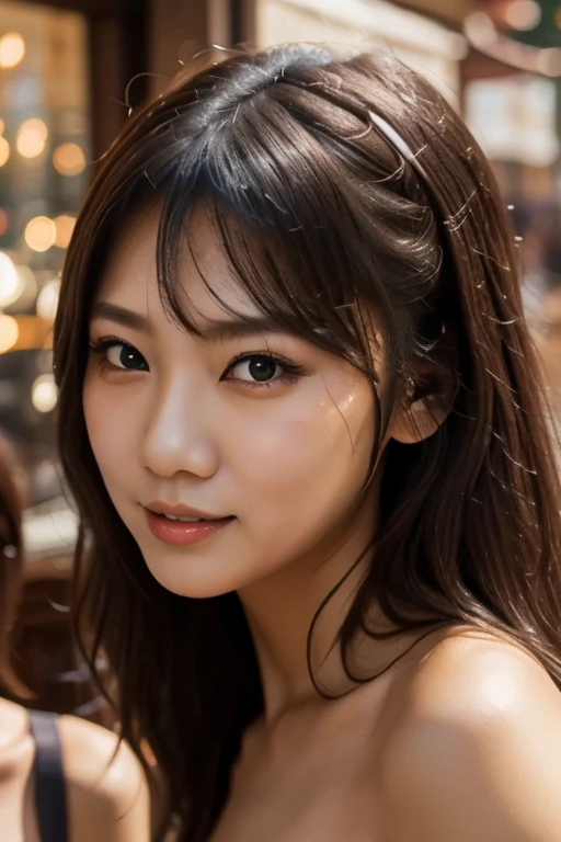 High resolution, One person, tall、(Ponytail Hair:1.3)、slender、slenderBeauty、solo, masterpiece, Blonde Hair, double eyelid、Large Breasts, Narrow waist、Earrings, Face of pleasure, 42 years old、(Big Breasts)、Natural Makeup、Beauty、 (sexy、Elegant frilled maid cosplay with a black base:1.5)、Anatomically correct, masterpiece, accurate, (Lying on the bed:1.5)