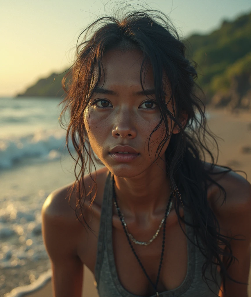 30-year-old female Japanese young woman, Completely naked、slave、Chained、Extreme、Real Photo、picture、live-action、Deep Valley、Maghreb on Strings, On all fours, Staring straight ahead, With a look of fear, She is being led on a lead by a man who is not seen in the image..