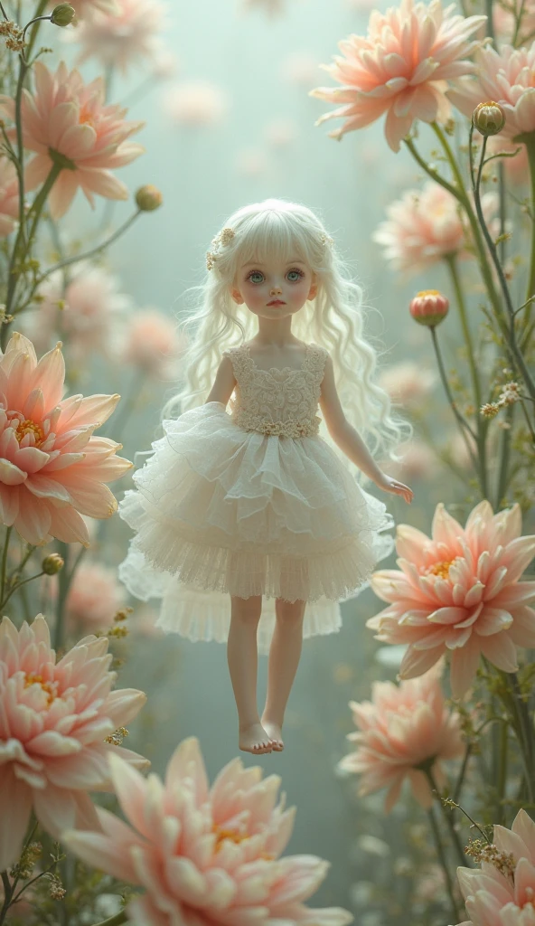 Ihr Name ist Shila Laman, Cute ,8 Jahre alt, Rosa Haare, aufwendig geflochtenes Haar, gently flowing dress, zarte Spitzendetails, Full body, Kein Hintergrund, White background, Rosa Haare, pinkes Haar, European, gezeichnet, Karikatur