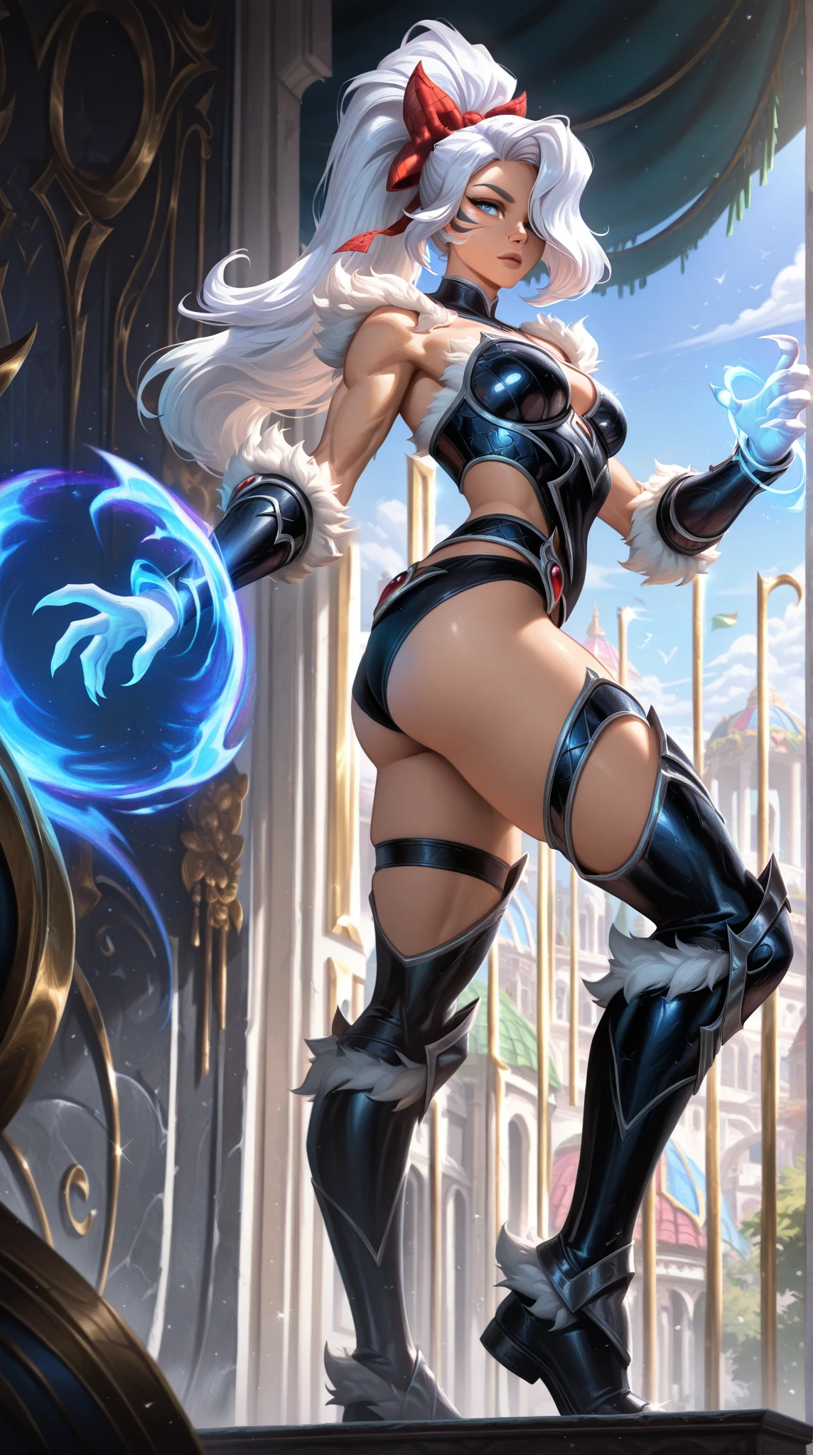 (best quality,4K,8K,high resolution,chef-d'artwork:1.2),ultra-detailed,HDR,animated,(((2femelle))),personnage de jeu vidéo,osamod,sexy,des yeux captivants,pouty lips,seductive expression,visage expressif,cheveux fluides et vibrants,Colored hair,cheveux 2 couleurs,colored skin,resistant ((seulement de la lingerie,)) Elaborate lingerie, corps parfaitement aléatoire,tout le corps, random flirtatious pose,regarder directement dans la caméra,faire preuve de confiance,powerful abilities'osamoda, aura qui l'entoure,palette de couleurs fascinante,soft, ethereal lighting,playful and mysterious atmosphere,Casser ((((from behind)))) gros cul,(((accroupi))) all4on ground