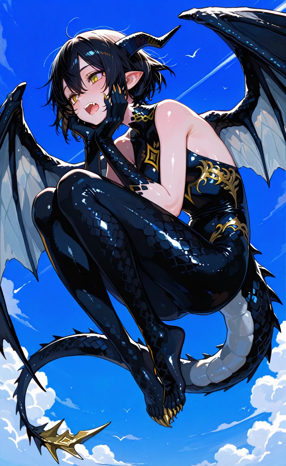  fairy girl on beach with baby black dragon