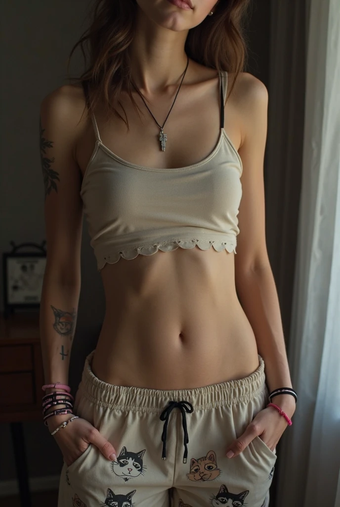 a close up of a woman in a blue shirt and white pants, flat chested, beautiful midriff, her belly button is exposed, physical : tinyest midriff ever, ripped, bare midriff, tinyest midriff ever, exposed midriff, close up to a skinny, photo of slim girl, attractive body, fit pic